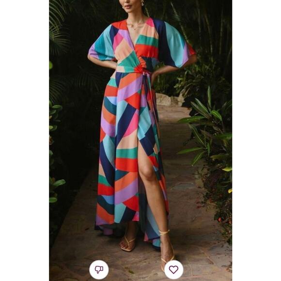 NWT Hutch Gemma Colorful Abstract Wrap Maxi Dress Size S - Picture 2 of 15